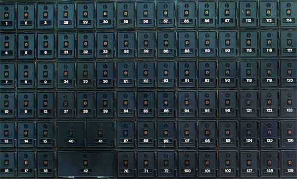 rows of post boxes